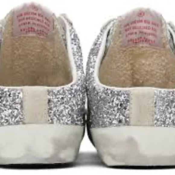 Golden Goose Silver White Athletic Shoes with Glitter - Picture 2 of 3